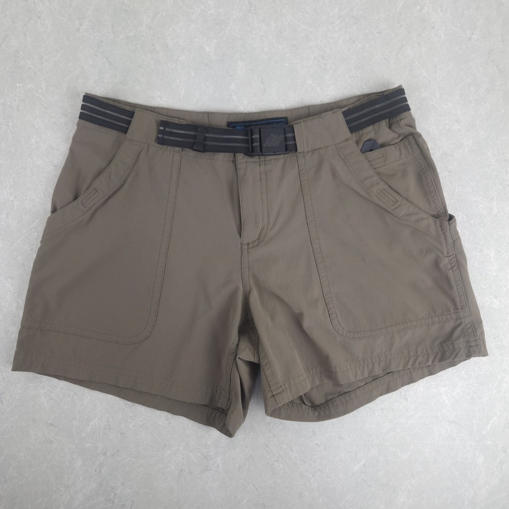 EMS Hiking Shorts 2 Green Nylon Stretch Pockets Trail Camp Workwear Gorpcore - Picture 2 of 6